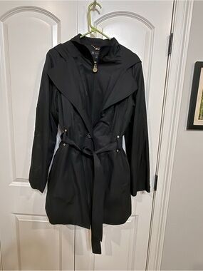 INC Black Women's Hooded Trench Coat - Classic Lightweight Jacket